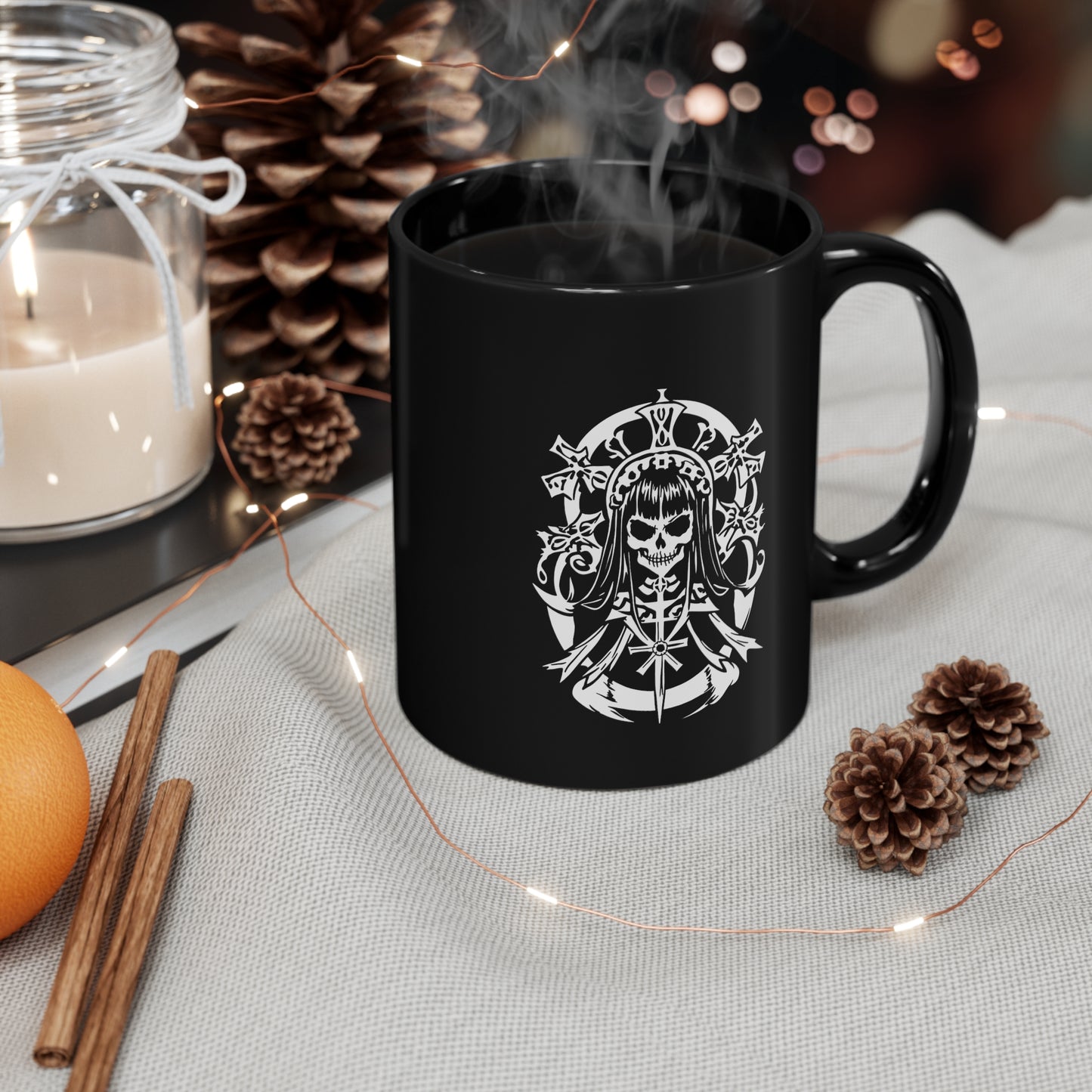 Gothic Skeleton Girl - 11oz Black Mug