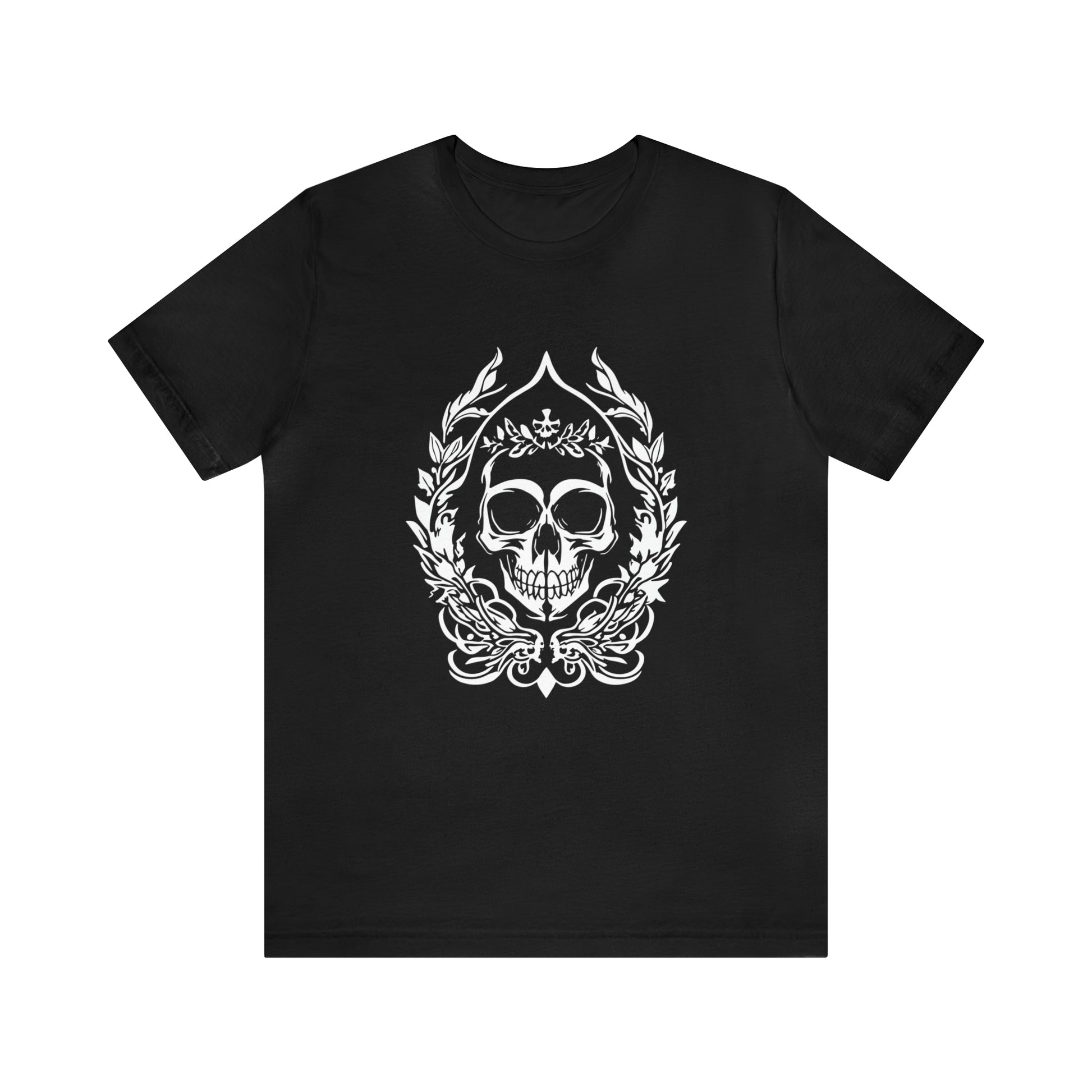 Goth Skull and Leaves - Cotton Unisex T-Shirt - Tegusuk Store