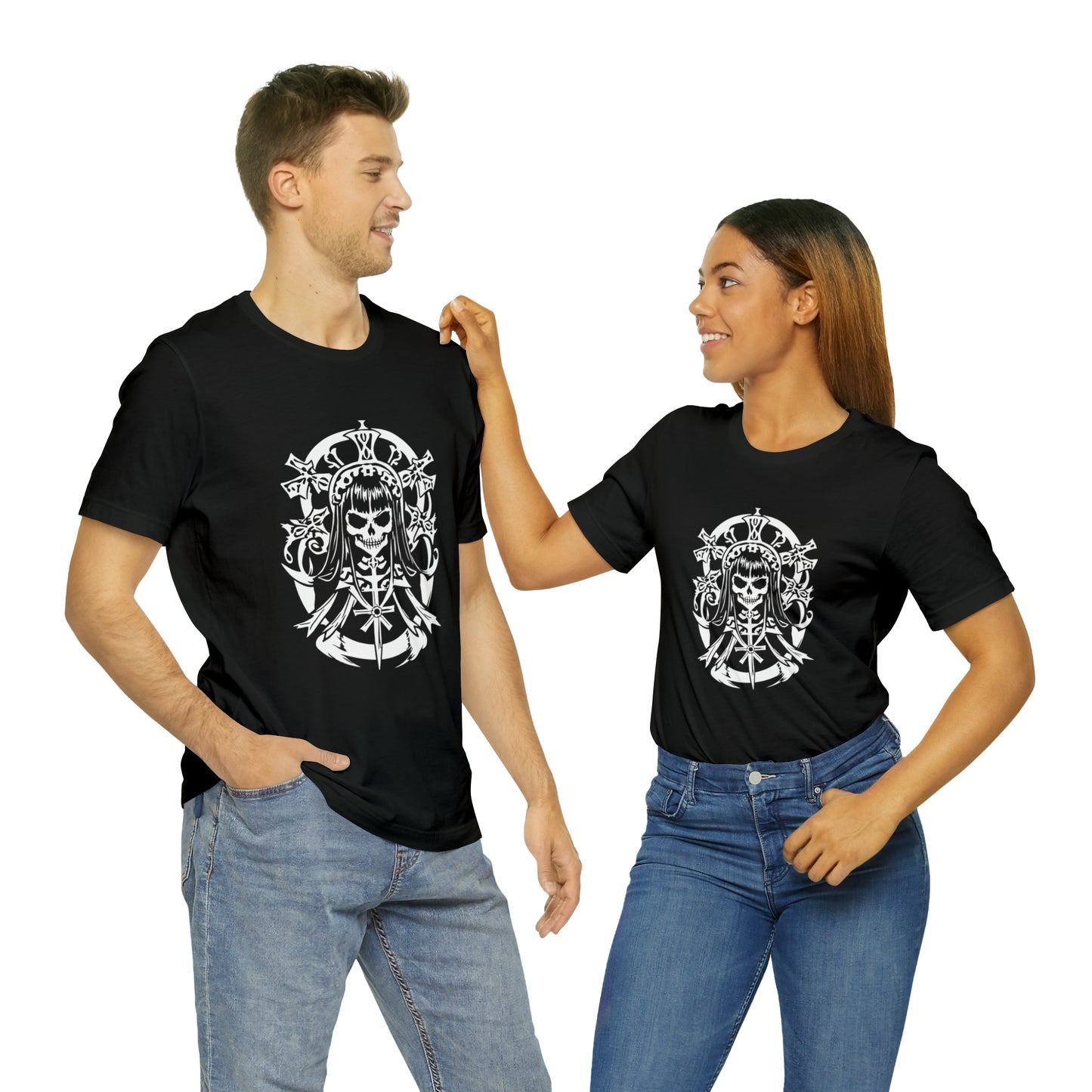 Gothic Skeleton Woman - Cotton Unisex T-Shirt - Tegusuk Store - Goth Couple