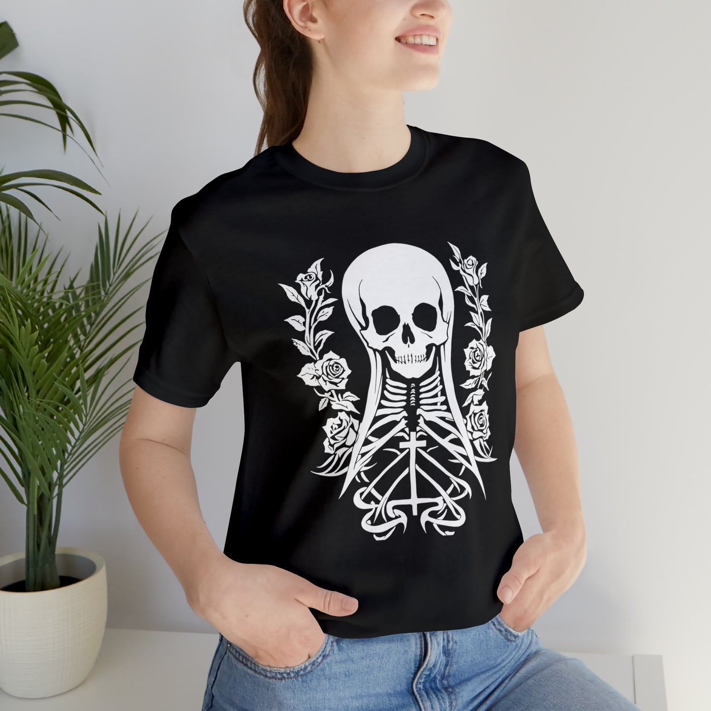 Goth Skull Girl - Cotton Unisex T-Shirt