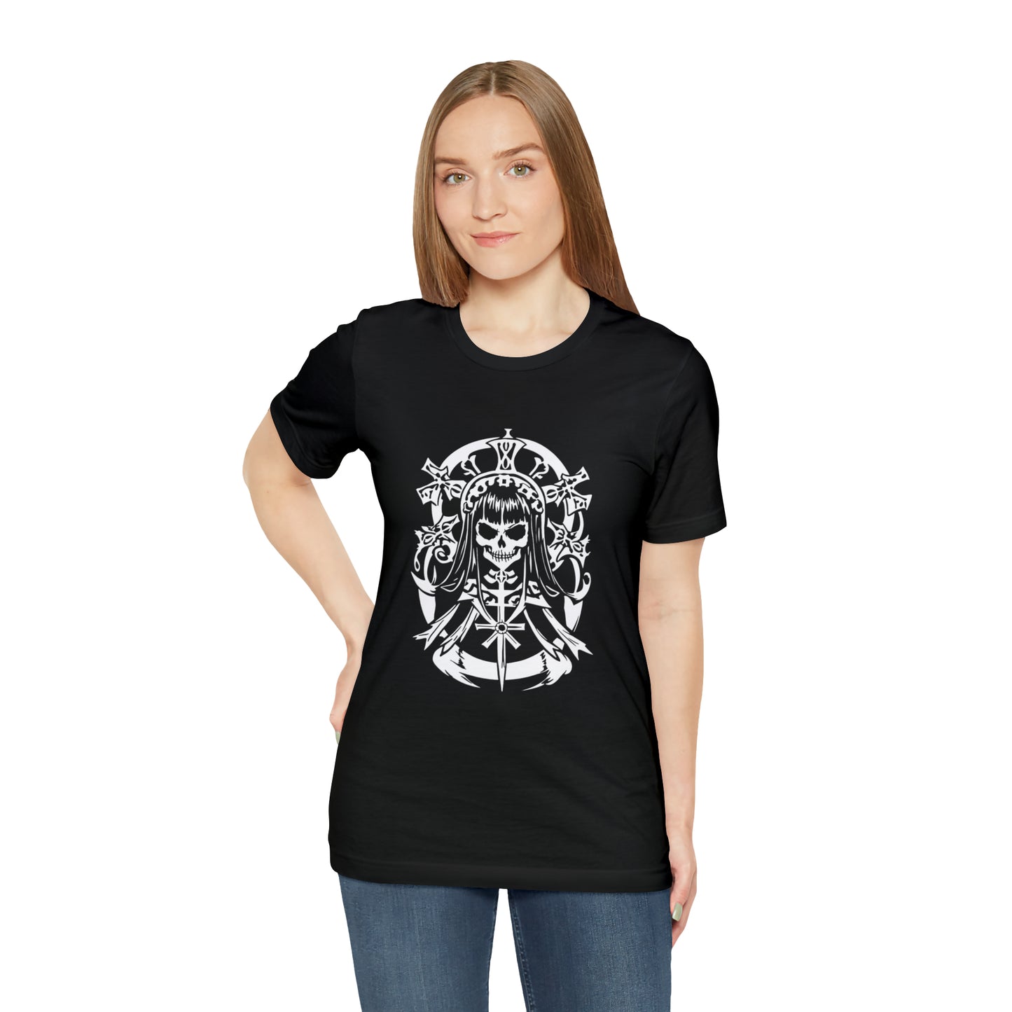 Gothic Skeleton Woman - Cotton Unisex T-Shirt - Tegusuk Store - Blonde Goth Woman