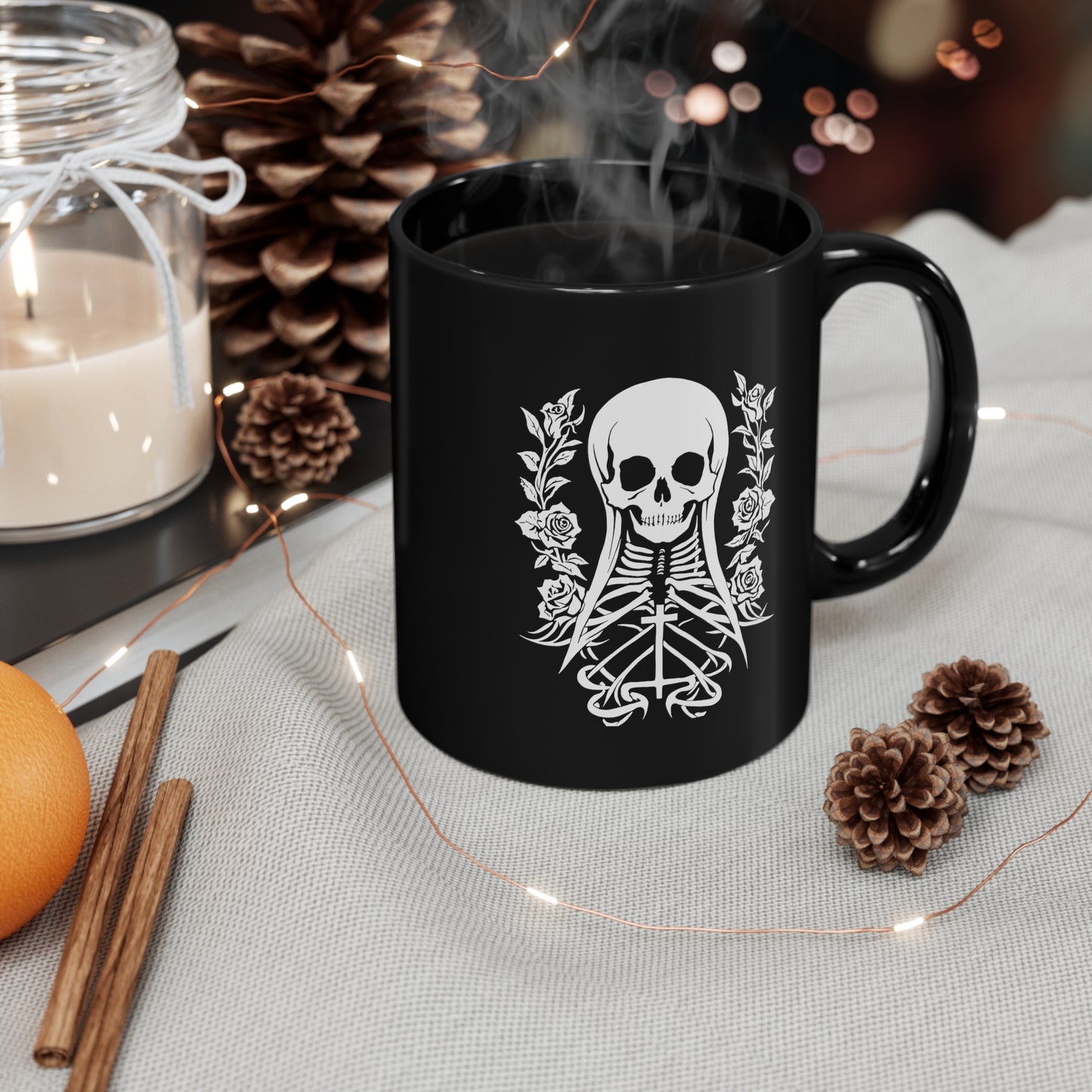 Goth Skull Woman - 11oz Black Goth Cup - Tegusuk Store