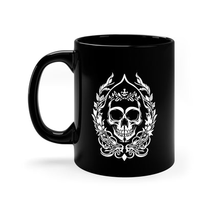 Goth Skull and Leaves - 11oz Black Gothic Cup - Tegusuk Store